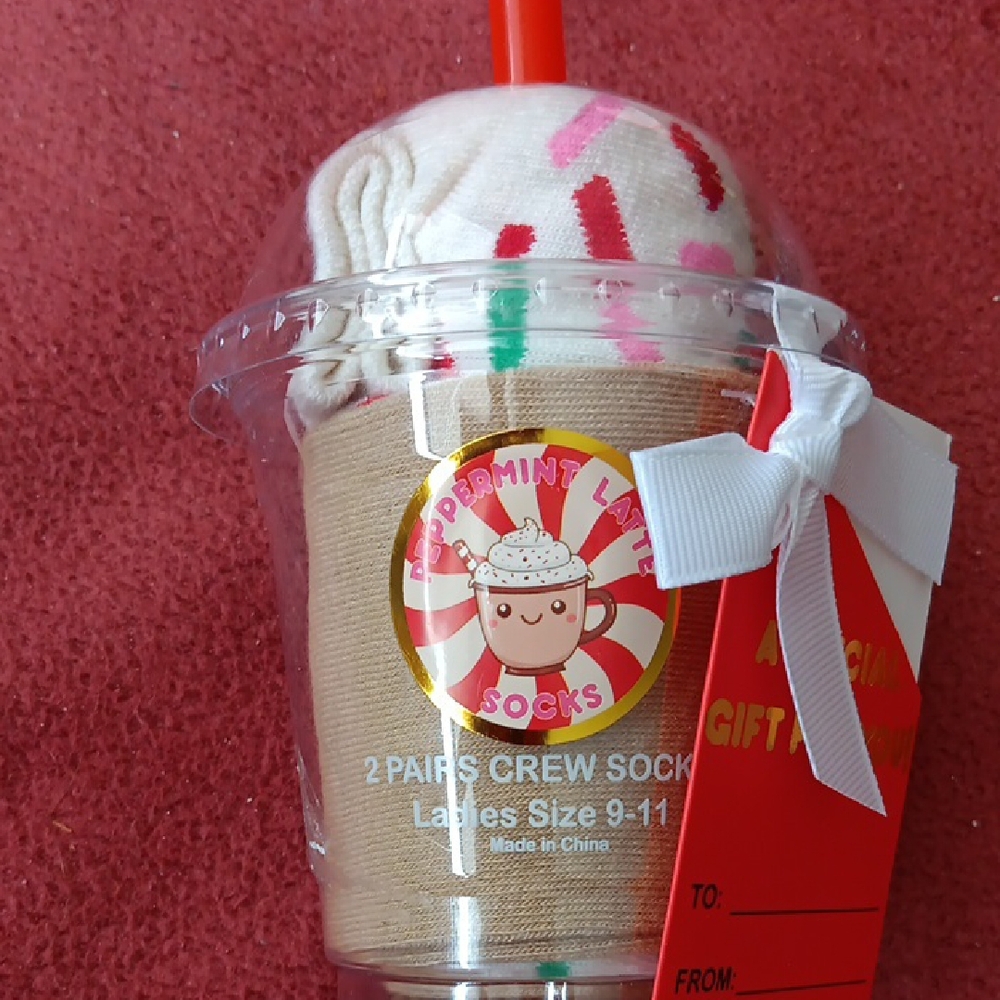 Peppermint Festive Cone Socks - Red, Green, Pink - Picture 3 of 4